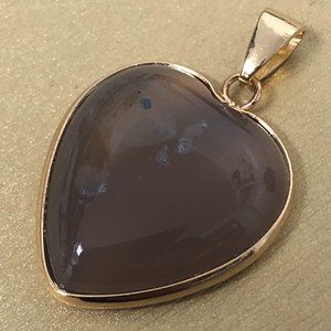 Agate Stone Natural Stone Pendant 29mm Heart Shape Pendant Gold Jewelry